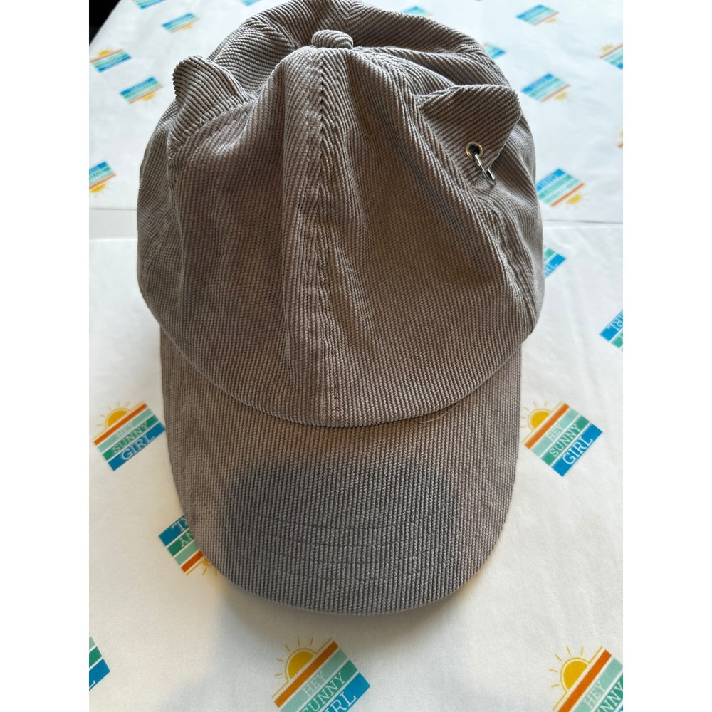 Doota Women Grey Corduroy Cat Ears Baseball Hat Adjustable Pierced Ear Korea